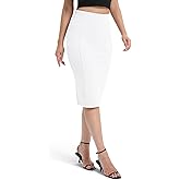 Urban CoCo Women's High Waist Stretch Pencil Skirt Knee Length Bodycon with Back Slit for Business Casual