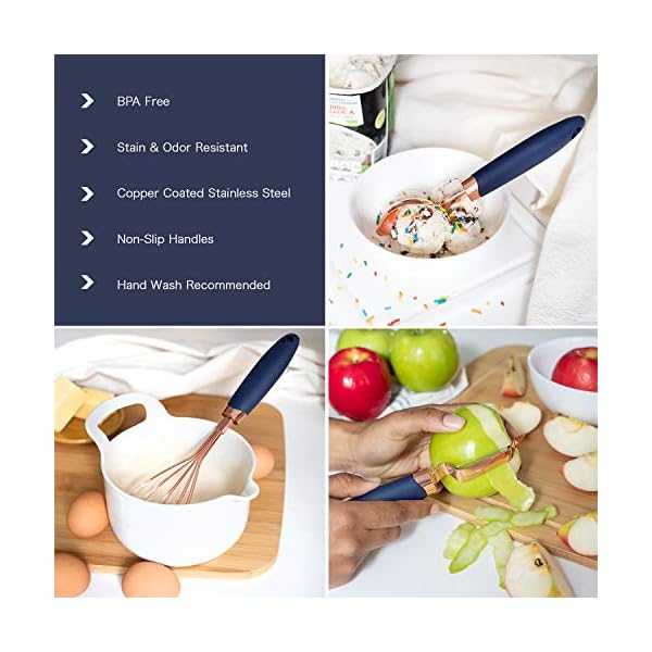 COOK With COLOR 7 Pc Kitchen Gadget Set Copper Coated Stainless Steel Utensils with Soft Touch