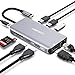 Lasuney Triple Display USB Type C HUB with to 2 HDMI, Displayport, PD3.0, Ethernet, 3 USB Ports, SD/TF, Multiport Adapter Docking Station Dongle for MacBook Air Pro and More