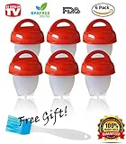 Silicone Egg Cooker, Cooks Hard Boiled & Soft Boiled Eggs Without the Shell, Poaches, Steams, BPA Free Non Stick Silicone, 6 Pack, FREE COOKING BRUSH INCLUDED, AS SEEN ON TV, 2018 DESIGN