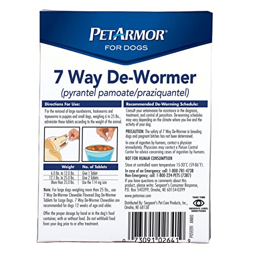 PetArmor 7 Way DeWormer for Dogs, Oral Treatment for Tapeworm, Roundworm & Hookworm in Small