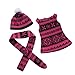 MonkeyJack Pink Patterned Sweater Dress Hat Kitwear Set for 18'' American Girl Doll or 17'' Zapf Baby Born Dolls