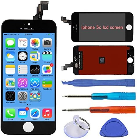 Leyki Touch Screen Replacement 4.0 inches LCD Frame Assembly For iPhone 5C And Full Set Replace Maintenance Tools（Black）
