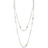 Andibro Long Gold Pearl Necklaces for Women, Trendy Dainty Layered Pearl Necklace Statement Strand Chain Fashion Jewelry Gift Sweater Accessories