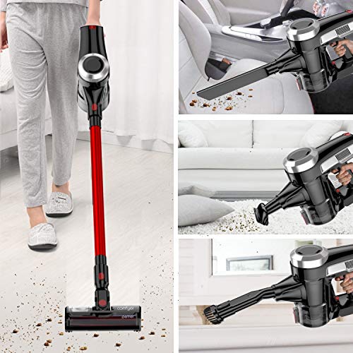 Comfyer Petrel Cordless Vacuum Cleaner, 20Kpa Powerful Suction, 2 in 1 Handheld Vacuum for Hardwood Floors Carpet, Lightweight Stick Vacuum with HEPA Filter and Dual Dust Bin