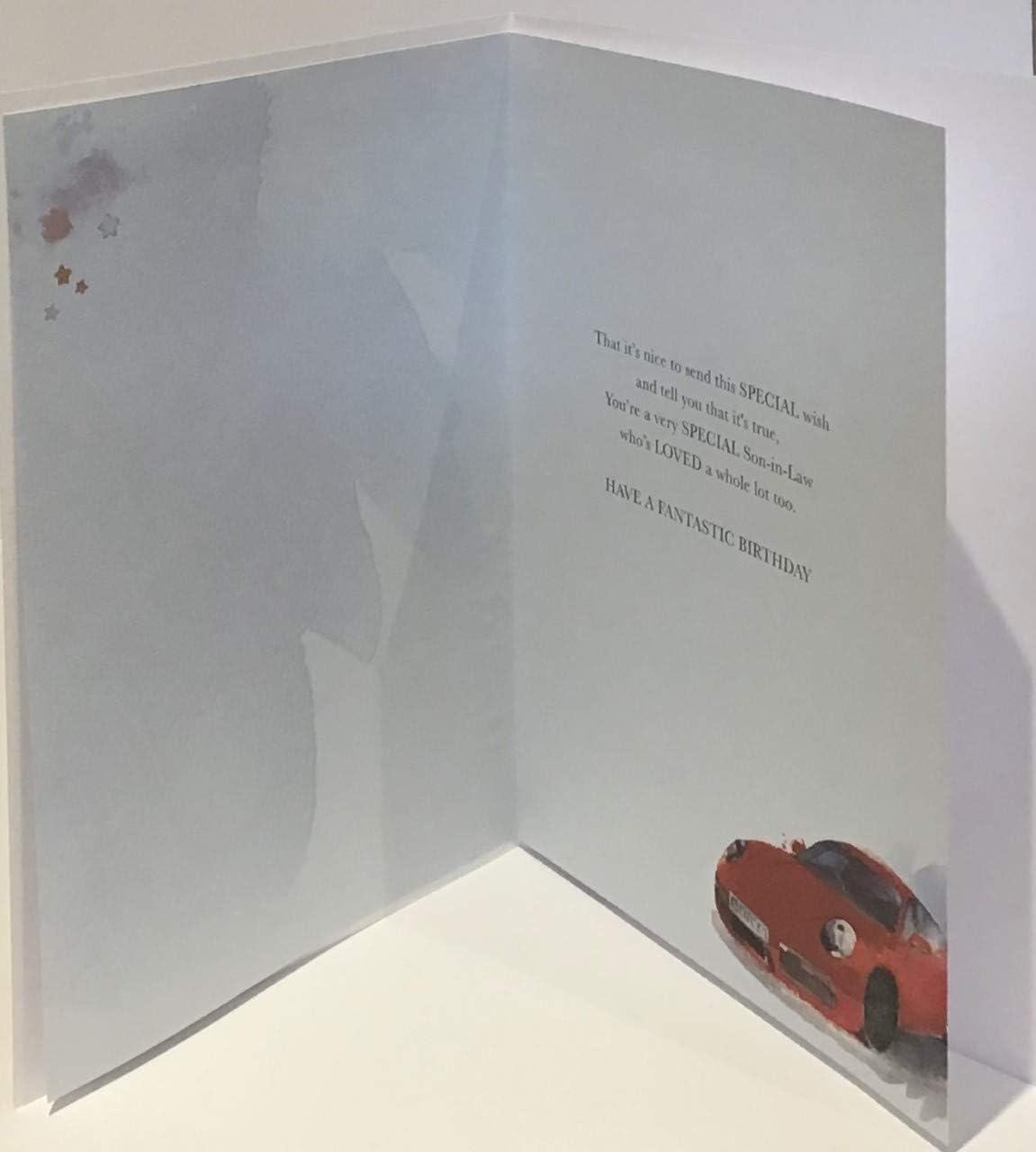 Words and Wishes Son-in-Law Birthday Card - Red Sports Car - 8.5 x 6 Inches, red|grey|black, 6 x 8.5 inches - Image 4