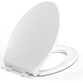 Elongated Toilet Seat, 18.5” Soft/Slow Close Oval (Oblong) Toilet Seat for Elongated Toilets, No-Slam Quiet-Close Lid, Easy-t