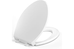 EILLBAR Elongated Toilet Seat, Soft-Slow Close, Oval(Oblong) Toilet Seat For Elongated Toilets, Quiet-Close Lid And Seat, Easy To Install And Clean, Never Loosen, White(18.5")