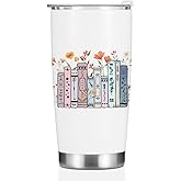 Book Lovers Gifts, Tumbler, Cute Stainless Steel Coffee Mug with Lid, 20 oz Insulated Thermal Cup Birthday Christmas Farewell Reading Book Accessories, Librarian Gifts for Women Aunt Niece
