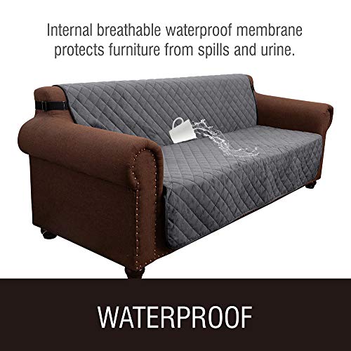 MARKSIGN Super Soft Velvet Sofa Futon Cover, 100% Waterproof Fabrics with TPU Membrane, Stay Put Design with Non-Slip Backing, Seat Anchors and Removable Ties, Machine Washable