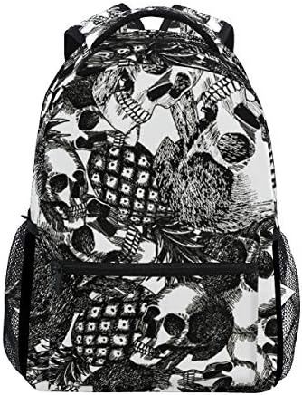Hunihuni Pineapple Skull Durable Backpack College School Book Shoulder Bag Daypack for Boys Girls Man Woman