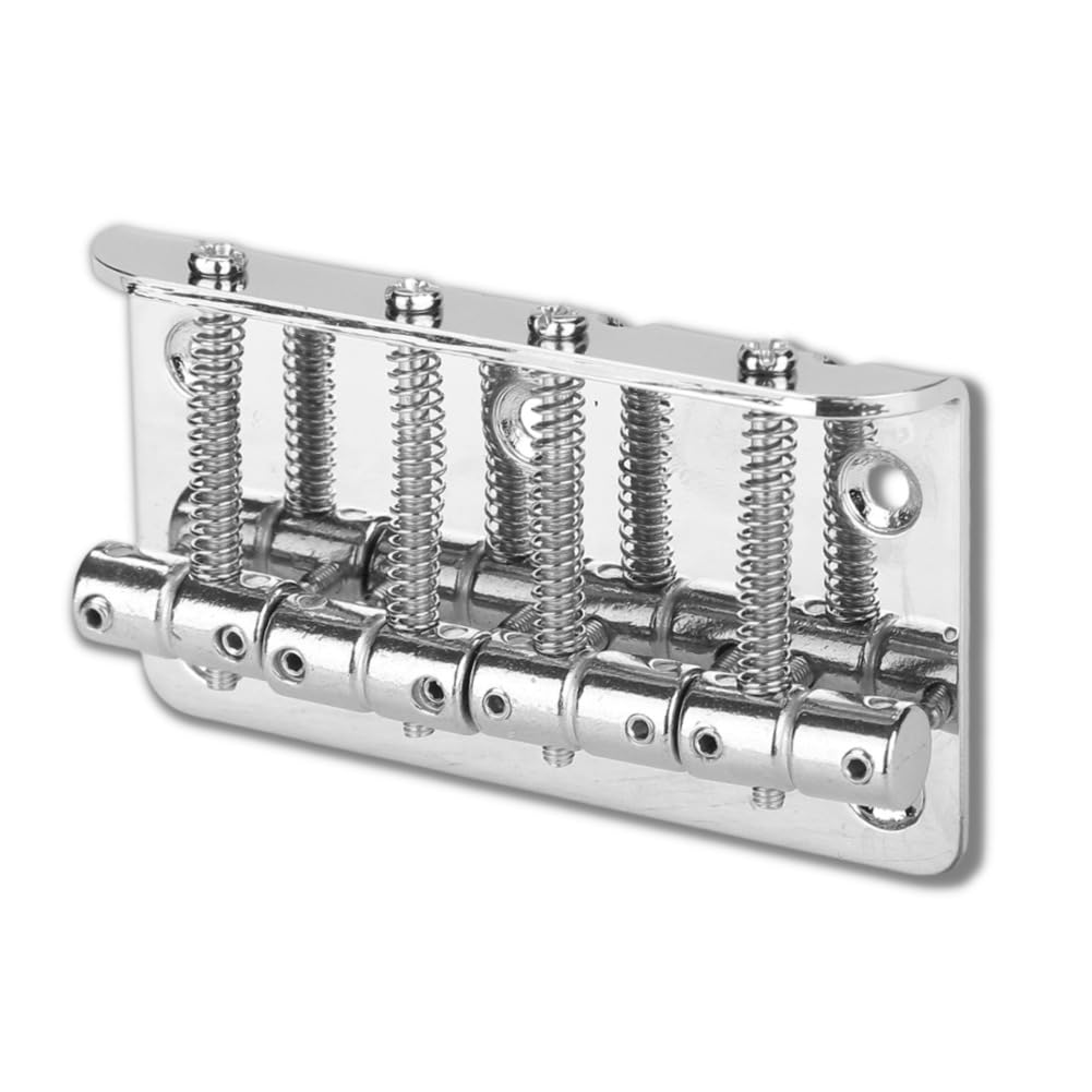 4 String Hardtail Bridge, Bass Bridge Saddles for Precision 4 Saddle Hardtail 80mm Metal Tailpiece Electric Bass Bridge Replacement Accessory(Silver)