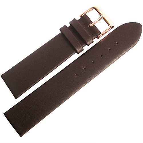 Fluco Consul 19mm Brown Leather Rose Gold Buckle Watch Strap