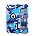 iPod Touch 6 Camo Case, Harsel Dual Layer Hybrid Protective Case and Impact Resistant Case Drop Protection Silicone Hard Cover for Apple iPod Touch 6th Generation - Military Blue