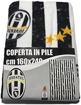 Winter Fleece Plaid Blanket, Official Juventus Design Double Frill 160 x 240 cm