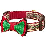 Blueberry Pet 8 Patterns Christmas Nordic-inspired Snowflakes Dog Collar with Bow Tie, Small, Neck 12