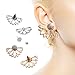 2 Pairs Lotus Flower Women Lovely Crystal Earrings Pearl Front and Back Ear Stud Jewelry