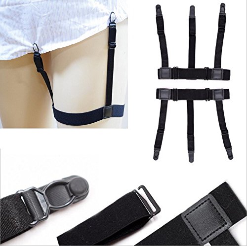 Buyless Fashion Men's Adjustable Thigh Shirt Stay Garter With Plastic Clamps