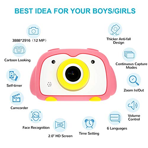 image for Kids Camera PANNOVO Digital Cam for Girls Rechargeable Video Recorder 