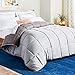 Linenspa Reversible Down Alternative Quilted Comforter, Full, Stone/Charcoal primary