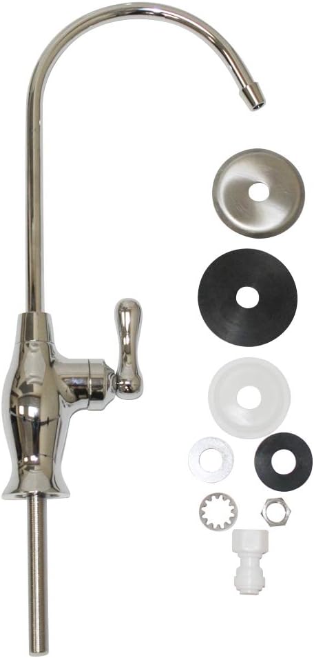 Puroflo Kitchen/Bar Sink Drinking Water Faucet, Chrome Finish, Lead-Free, Non-Air Gap, NSF Certified, With Faucet Connection 1/4'' Push-In Fitting, FLR-575CP, 1 Pack - - 