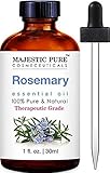 Majestic Pure Rosemary Essential Oil, Highest Quality with 30% 1,8-Cineole & 20% Camphor, 1 fl oz