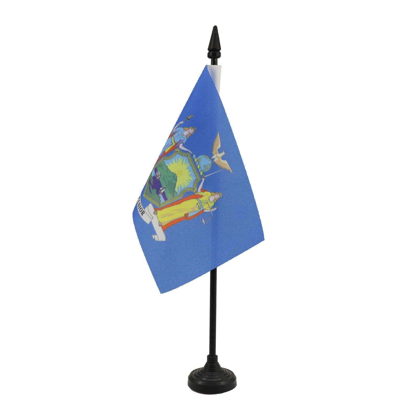 AZ FLAG - New York Table Flag 4'' x 6'' - US state of New York Office Mini Banner 100% Polyester 15 x 10 cm - Mini Desk Flag with 10'' Pole and Black Plastic Base