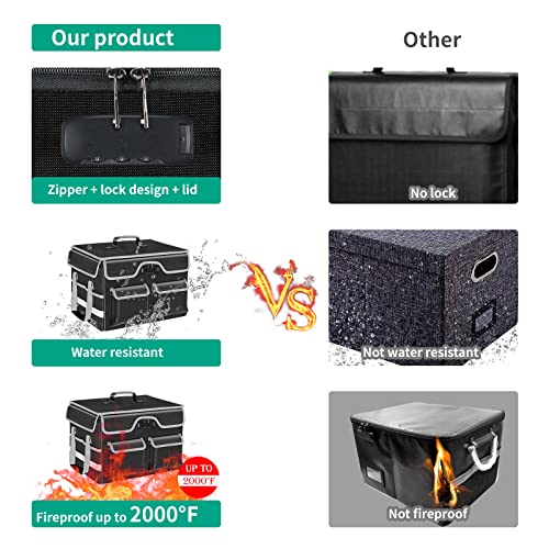 File Box with Lock Fireproof Document Box with Lid Handles Collapsible