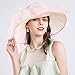 Women Foldable Organza Church Derby Hat Ruffles Wide Brim Summer Bridal Cap for Wedding Tea Party Beach (Peach-Pink)