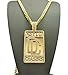 MENS DREAM CHASER ICED OUT HIP HOP CZ PENDANT FRANCO OR CUBAN CHAIN NECKLACE SET (Gold Cuban Chain Set)