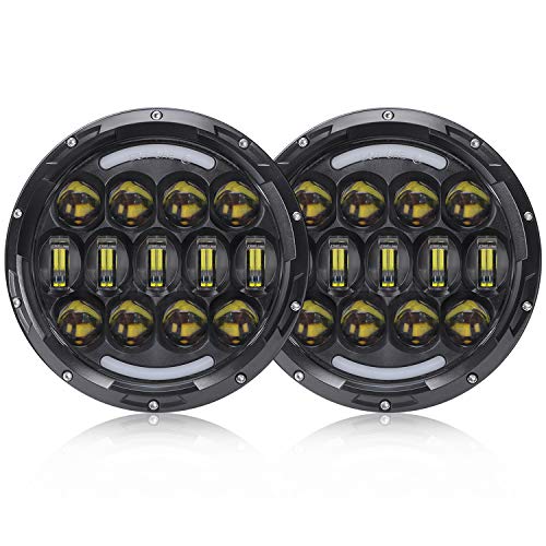 SUPLIGHT 2 PCS 105W Osram 7 Inch Round LED Headlight with White/amber