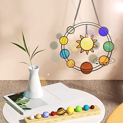 Solar System Suncatcher Stained Glass Window Hangings 9"x9.8" Galaxy