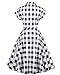 Women's 1950s Vintage Cap Sleeve V Neck Plaid Swing Dress with Pockets