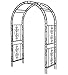 Plow & Hearth Arch Metal Outdoor Garden Arbor | Montebello | 84-in (H) x 53-in (W) x 23-in (D) | Black | Iron Trellis Lattice for Climbing Plants | Wedding | Outdoor Patio Décor