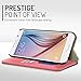 S6 Case, Samsung Galaxy S6 Wallet Case, ROOCASE Prestige Premium Synthetic Leather Wallet Case Flip Cover [Stand Feature] with Credit Card ID Holder for Samsung Galaxy S6 (2015), Pink