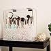 Acrylic Clear Covered Makeup Brush Holder with Dustproof Lid, Pearls Beads, Large Capacity for Cosmetic Brush Storage