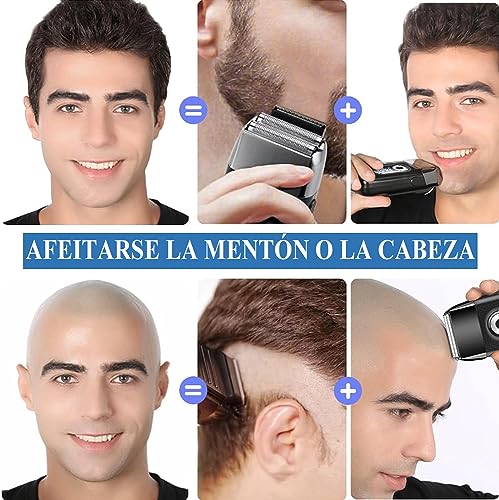 WTDD 2 en 1 Afeitadora Eléctrica para Hombre Con Recortadora De Precisión | Resistente al Agua, Recargable por USB, Maquinilla De Afeitar Led Para Bigote, Maquinillas de Afeitar para de Los Hombres
