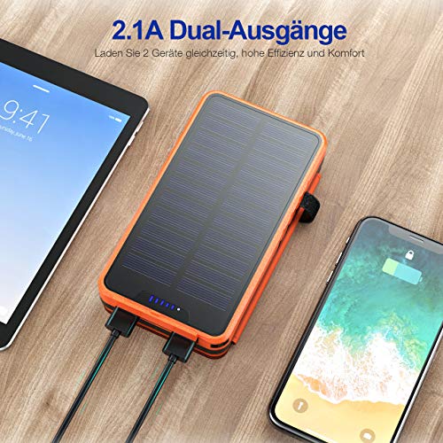 IEsafy 26800mAh Solar Powerbank mit 4 Solar Paneel große Kapazität Solar Ladegerät, geeignet für iPhone, Samsung, iPad, Huawei