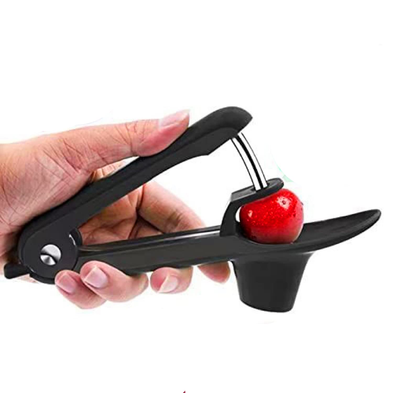 JIEOU Cherry Pitter Tool, Portable Cherry Core Remover with Space-Saving Lock Design, Stainless Steel Cherry Remover(Black)
