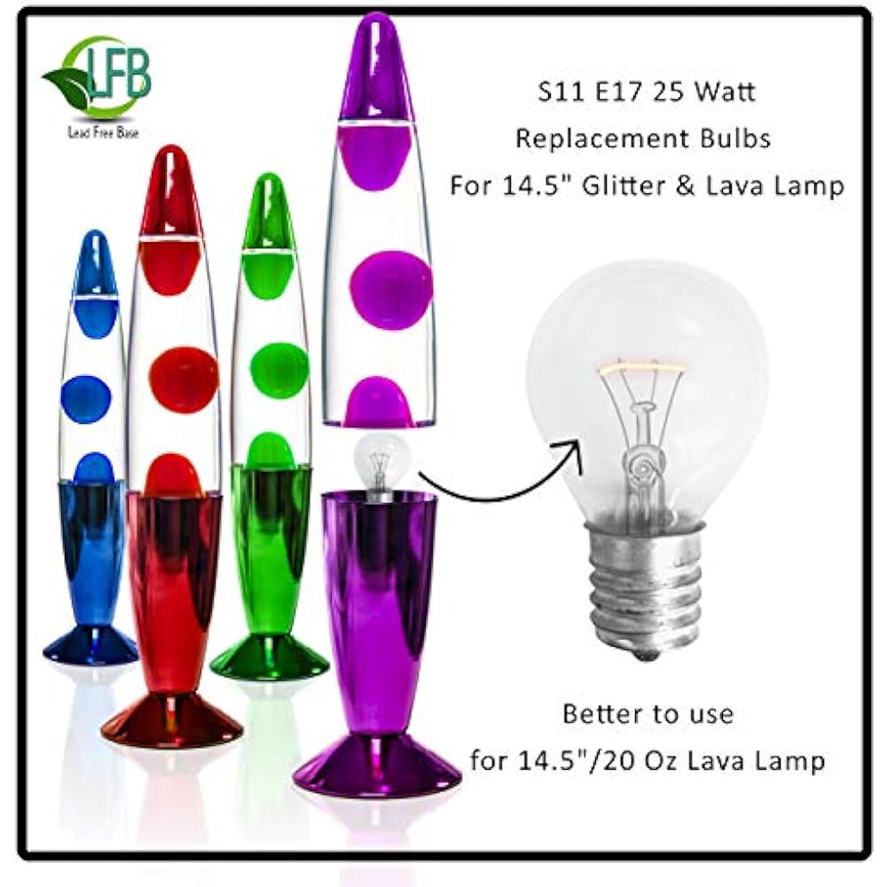 Lava Lamp Bulb 25 Watt, 4 Packs The Original Replacement For 14.5Inch