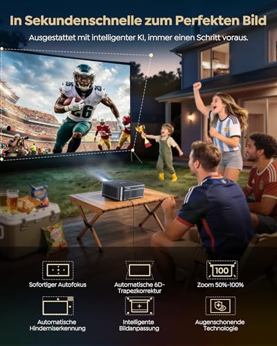 Projector 4K with Google TV 14.0, 2200 ANSI, MEMC, HDR10, 40W Dolby Audio, 4K Projector Home Cinema AI Image Adjustment Smart Projector Google Voice Control 2-Way Bluetooth 5.4 WiFi 6 2+32GB HDMI 2.1