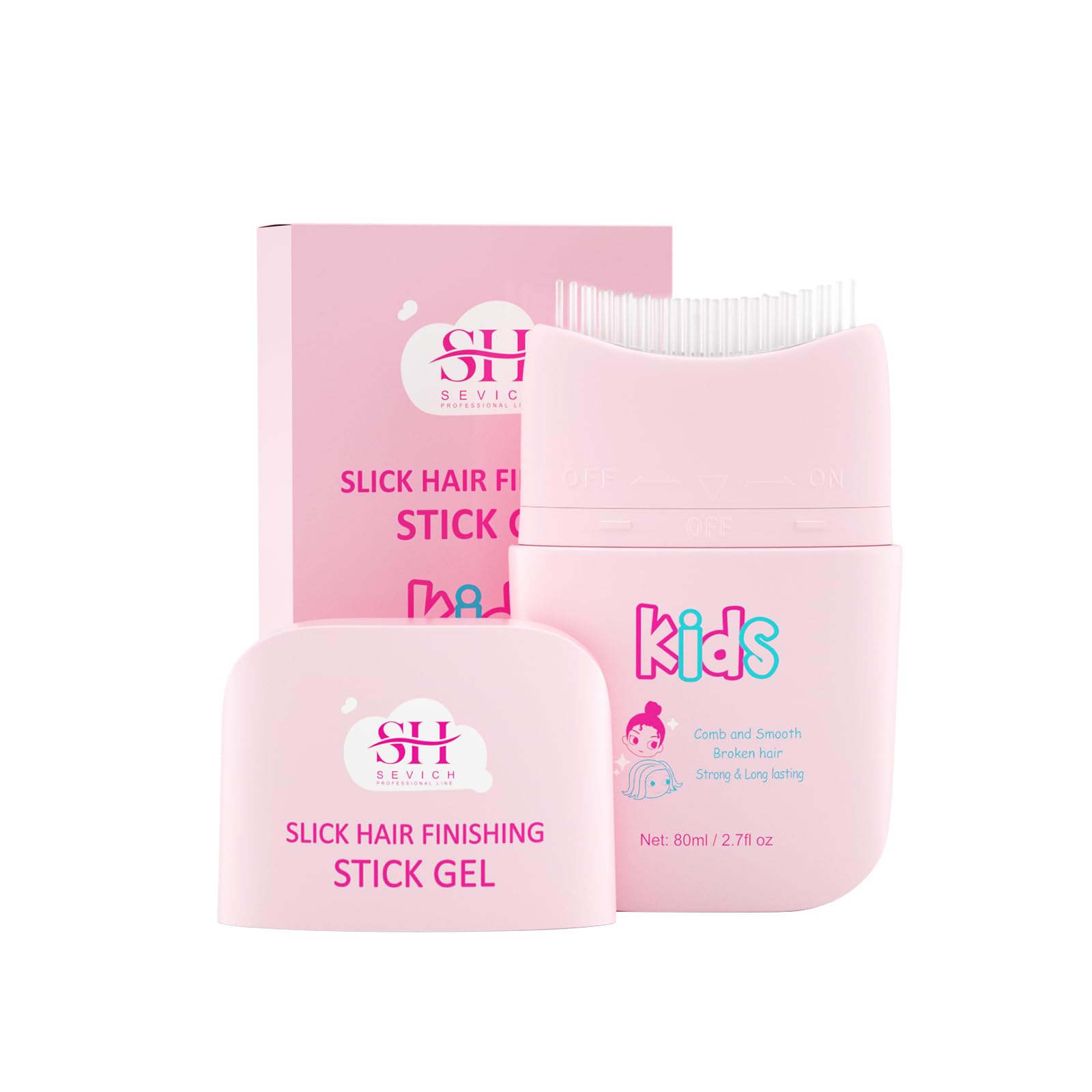 Sevich Hair Gel for Kids with Comb, Toddler Hair Wax Stick - Quick Fix for Flyaways & Stray Ends - Frizz Control - Gentle & Easy to Use 2.7 fl oz/80 ml