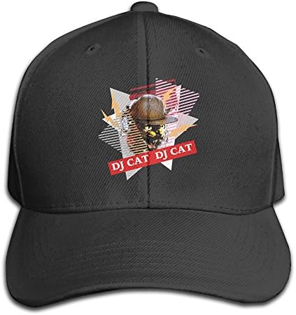 YYQON Peaked Cap DJ Music Cool Cat With Sunglass Headset Sportsdrawing Golf Running Fishing Baseball Cap Mesh Hat