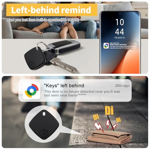 Set of 4 Android Air Tracker Smart Bluetooth Object Locator Tag Works with Google Locate App (Android Only), Android Smart Tag for Keys, Suitcase, Wallets (Black)