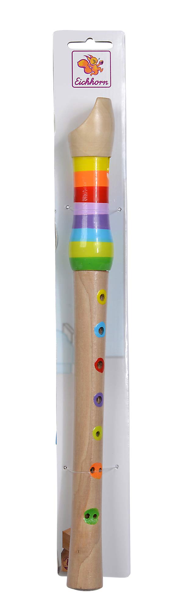 Eichhorn 100003481 Music wooden flute Colourful wooden flute with 7 holes, including songbook with THREE songs to replay, 32 cm long, from the age of four, brown