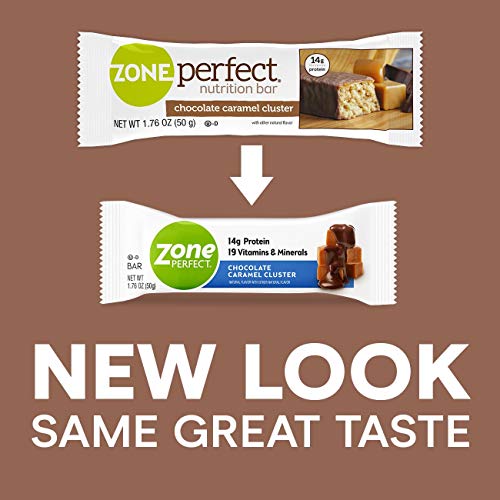 ZonePerfect Protein Bars, Chocolate Caramel Cluster, High Protein, With Vitamins & Minerals, 1.76 Ounce (30 Count)