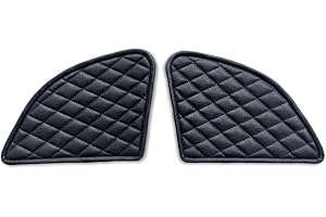 THE BIKERZ Re Himalayan Motorcycle Tank Pad, Pair of Motorcycle Fuel Tank Traction Pad Protector Universal Knee Grip Decals Pure Leather (Checkerd Black With Black Stitch)