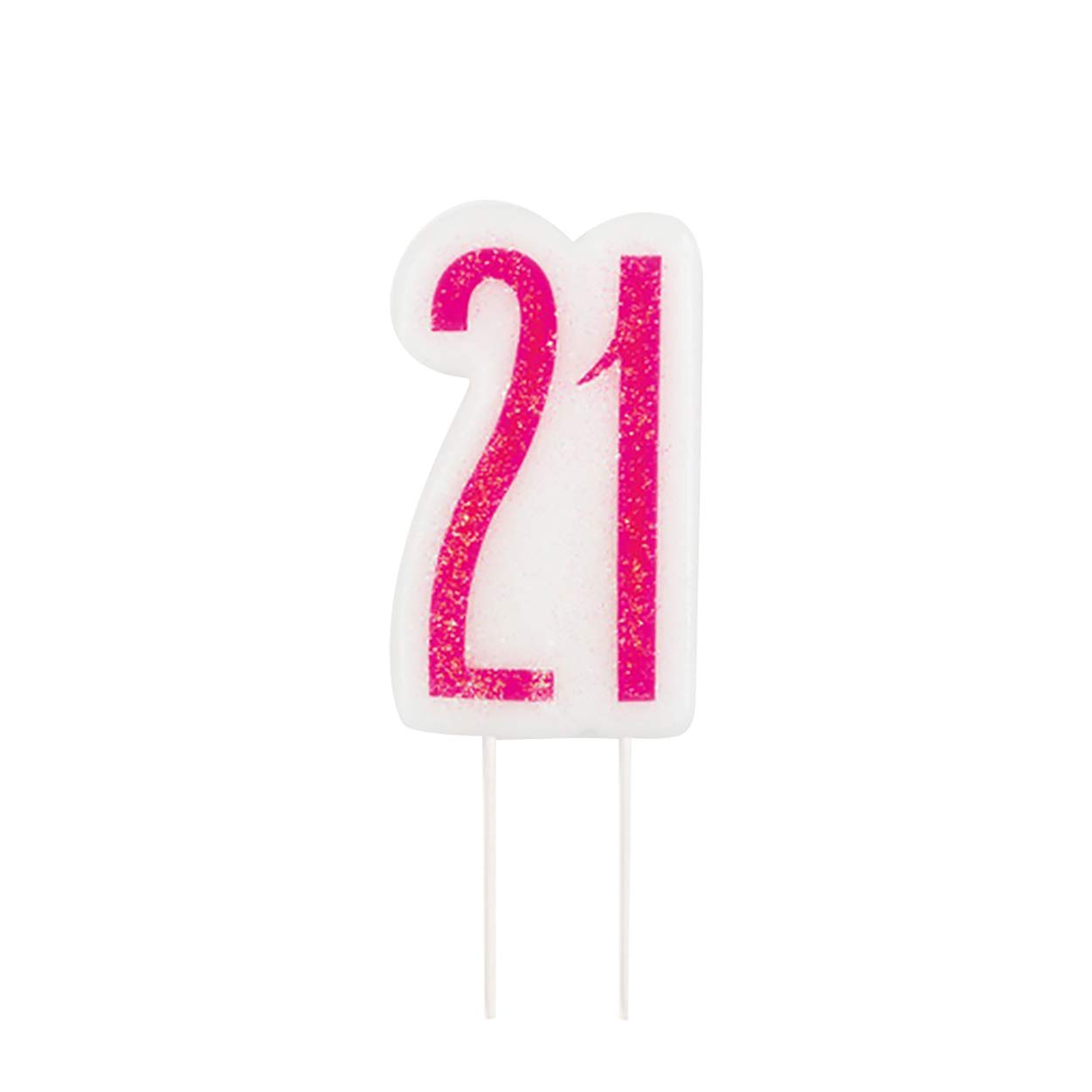 Unique Party 83892 Pink Number 21" Birthday Candle | Glittered 1 Pc, age 21