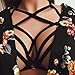 Women Lingerie,Elastic Cage Bra Hollow Bandage Strappy Halter Bra (XL) Black