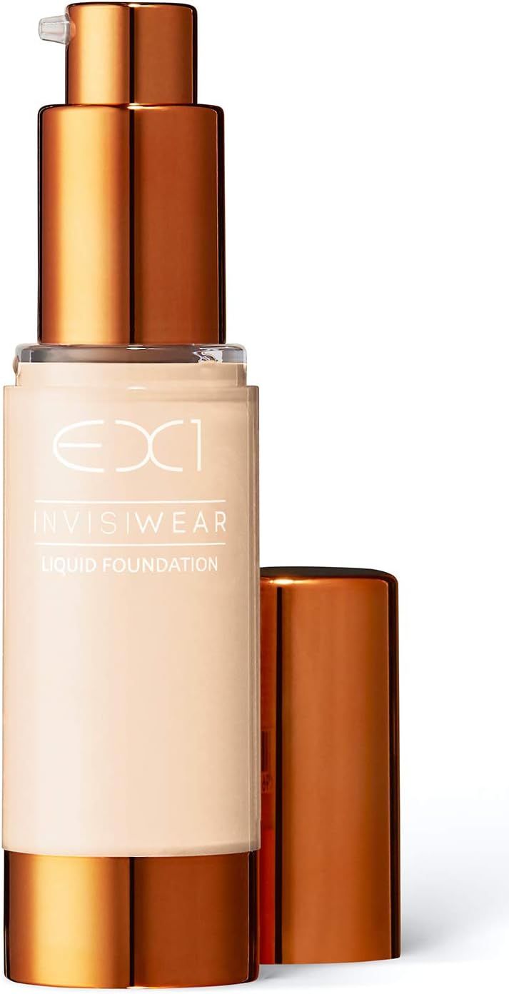 EX1 Cosmetics Invisiwear Liquid Foundation Makeup Shade 1.0 - Vegan, No Oil and Fragrance, Dermatologically and Clinically Tested